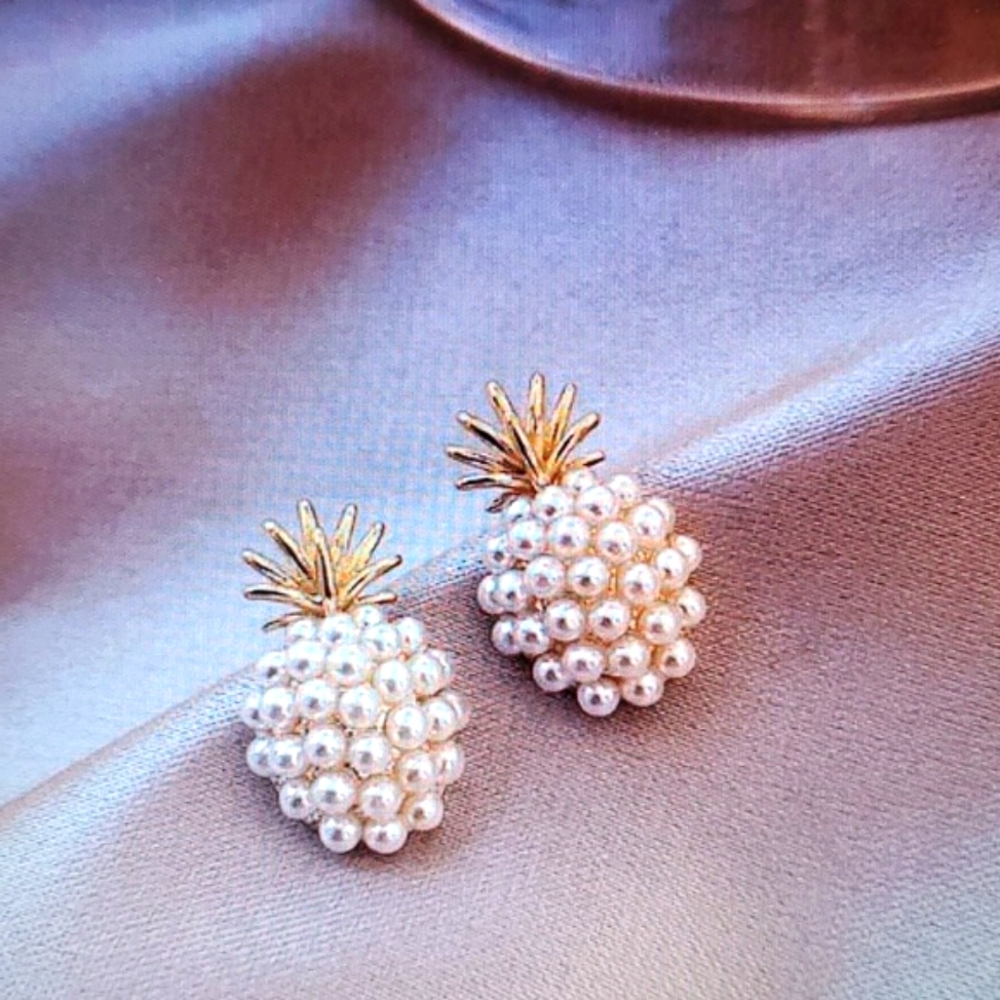 🆕️STAINLESS STEEL FAUX PEARL 🍍 EARRINGS